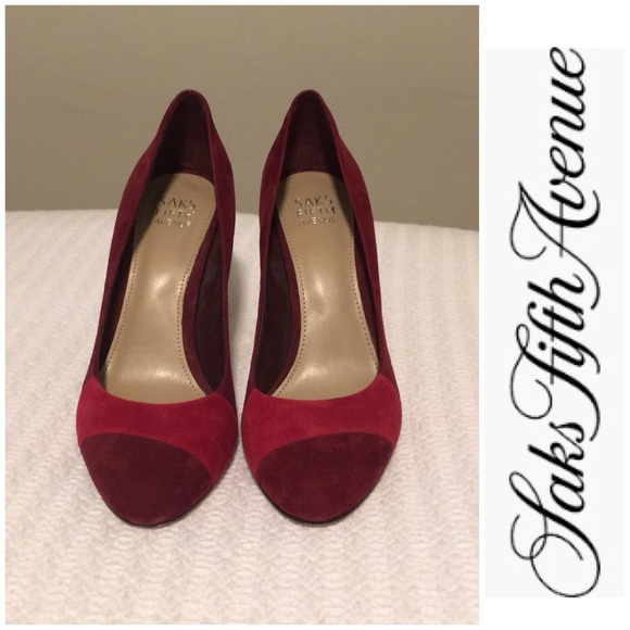 Saks Fifth Avenue Dark Eggplant Stilettos - Picture 1 of 7